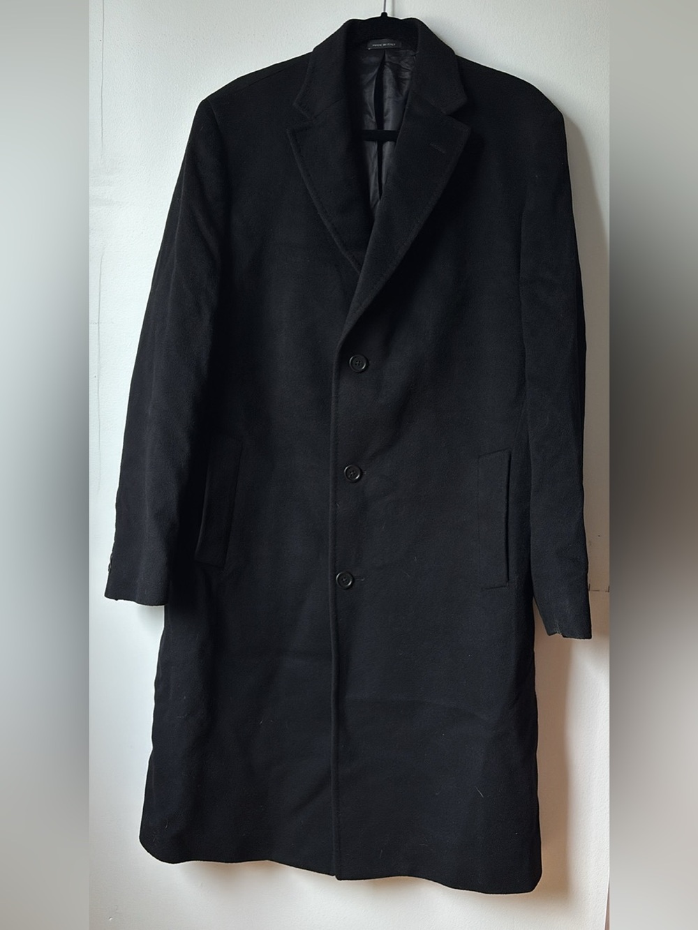 JAZ Men's Black Wool & Cashmere Overcoat | Size 40 (L) Made in Italy